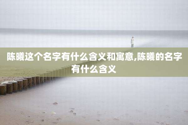 陈曦这个名字有什么含义和寓意,陈曦的名字有什么含义