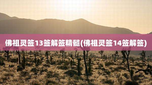 佛祖灵签13签解签精髓(佛祖灵签14签解签)