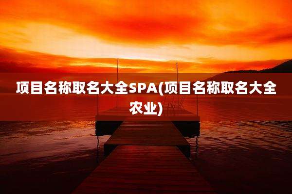 项目名称取名大全SPA(项目名称取名大全农业)