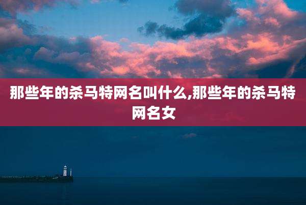 那些年的杀马特网名叫什么,那些年的杀马特网名女