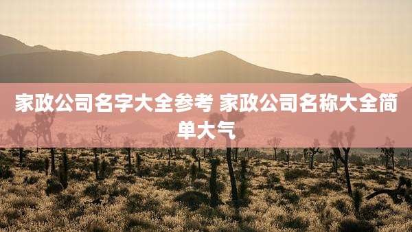 家政公司名字大全参考 家政公司名称大全简单大气