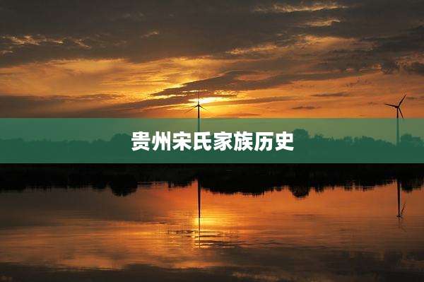 贵州宋氏家族历史