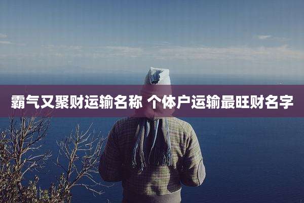 霸气又聚财运输名称 个体户运输最旺财名字