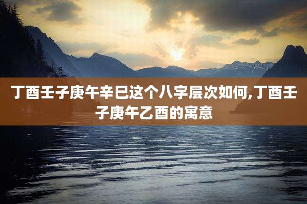 丁酉壬子庚午辛巳这个八字层次如何,丁酉壬子庚午乙酉的寓意