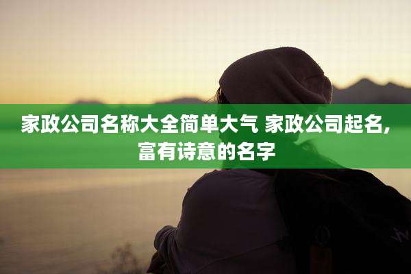 家政公司名称大全简单大气 家政公司起名,富有诗意的名字