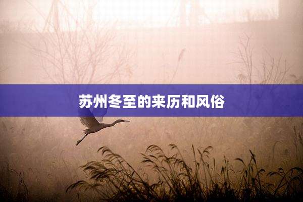 苏州冬至的来历和风俗