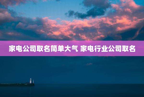 家电公司取名简单大气 家电行业公司取名