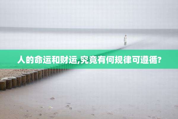 人的命运和财运,究竟有何规律可遵循?
