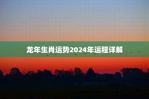 龙年生肖运势2024年运程详解