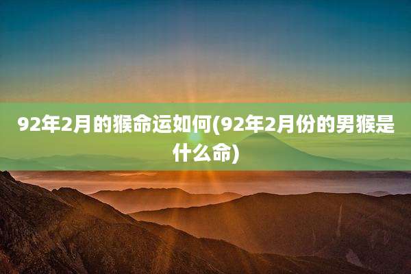 92年2月的猴命运如何(92年2月份的男猴是什么命)