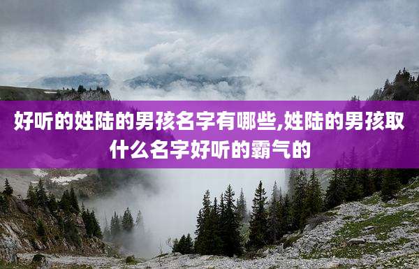 好听的姓陆的男孩名字有哪些,姓陆的男孩取什么名字好听的霸气的