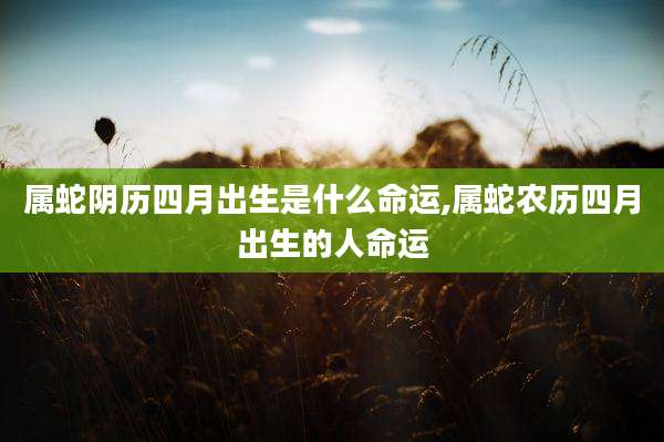 属蛇阴历四月出生是什么命运,属蛇农历四月出生的人命运
