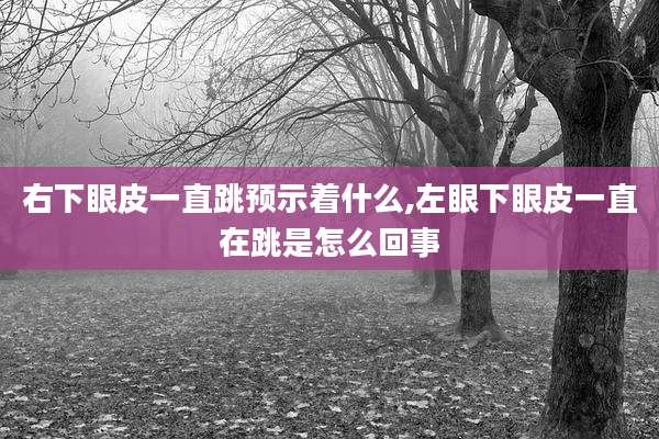 右下眼皮一直跳预示着什么,左眼下眼皮一直在跳是怎么回事