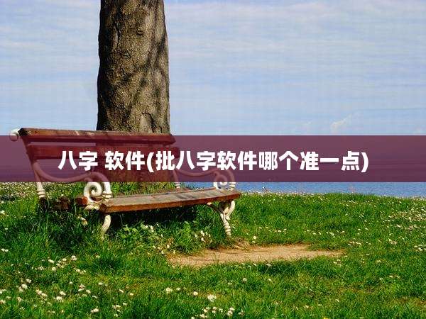 八字 软件(批八字软件哪个准一点)