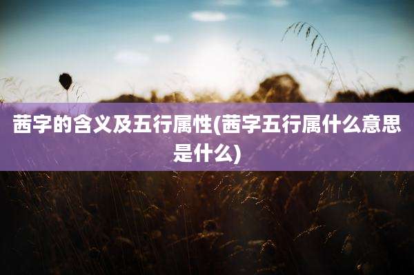 茜字的含义及五行属性(茜字五行属什么意思是什么)