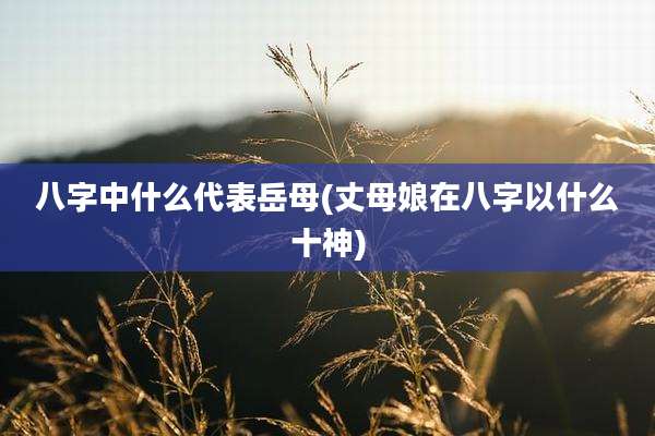 八字中什么代表岳母(丈母娘在八字以什么十神)
