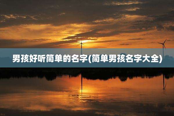 男孩好听简单的名字(简单男孩名字大全)