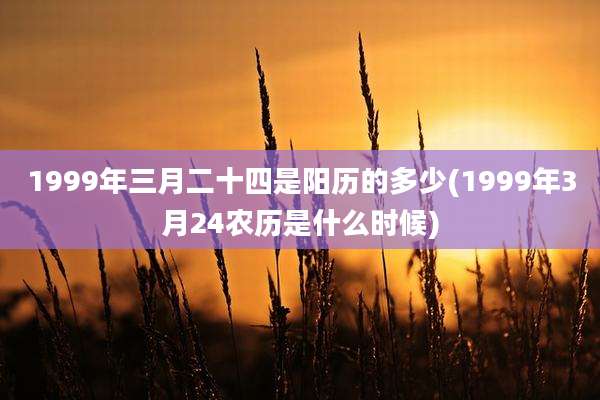 1999年三月二十四是阳历的多少(1999年3月24农历是什么时候)