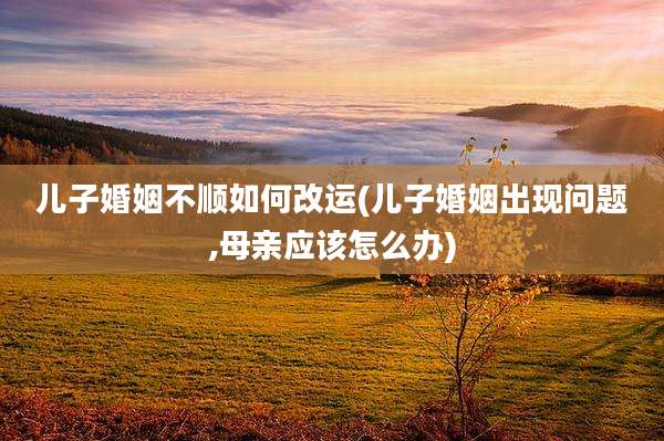 儿子婚姻不顺如何改运(儿子婚姻出现问题,母亲应该怎么办)