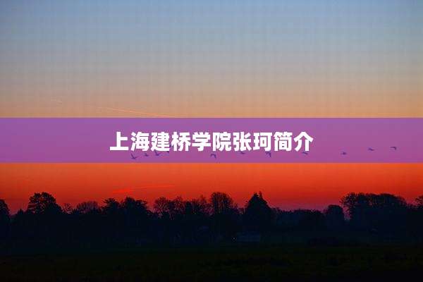 上海建桥学院张珂简介