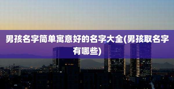男孩名字简单寓意好的名字大全(男孩取名字有哪些)