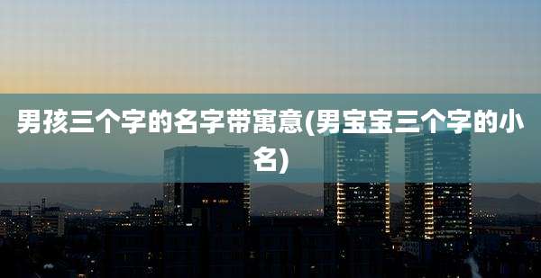 男孩三个字的名字带寓意(男宝宝三个字的小名)