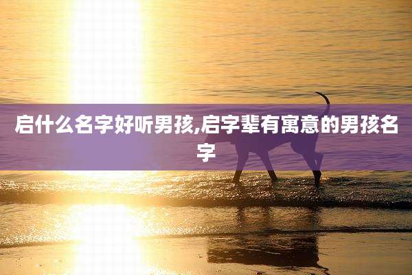 启什么名字好听男孩,启字辈有寓意的男孩名字