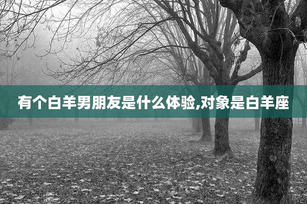 有个白羊男朋友是什么体验,对象是白羊座