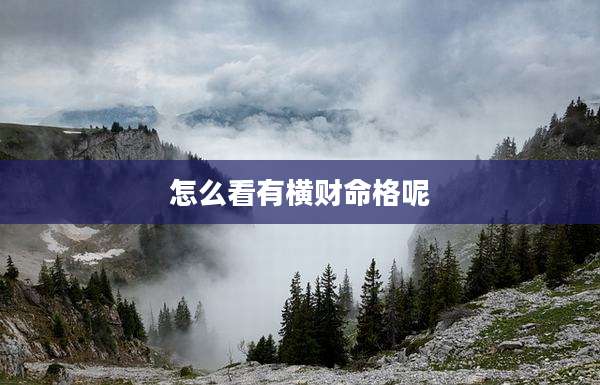 怎么看有横财命格呢