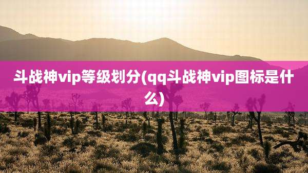 斗战神vip等级划分(qq斗战神vip图标是什么)