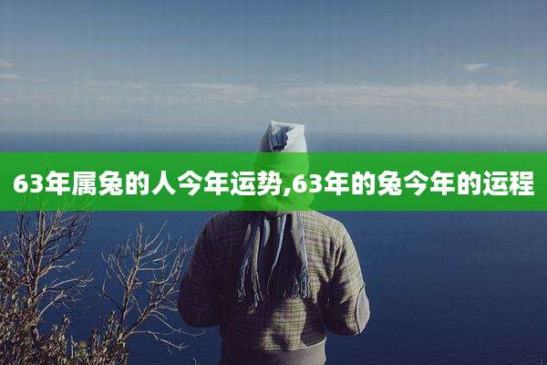 63年属兔的人今年运势,63年的兔今年的运程