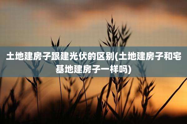 土地建房子跟建光伏的区别(土地建房子和宅基地建房子一样吗)