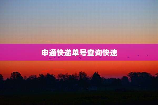 申通快递单号查询快速