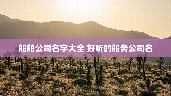 船舶公司名字大全 好听的船务公司名