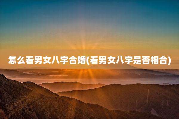 怎么看男女八字合婚(看男女八字是否相合)
