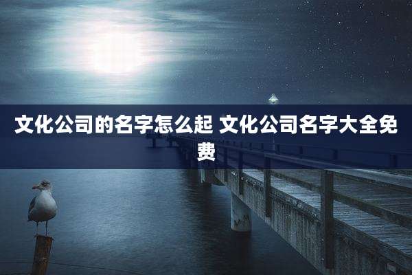 文化公司的名字怎么起 文化公司名字大全免费