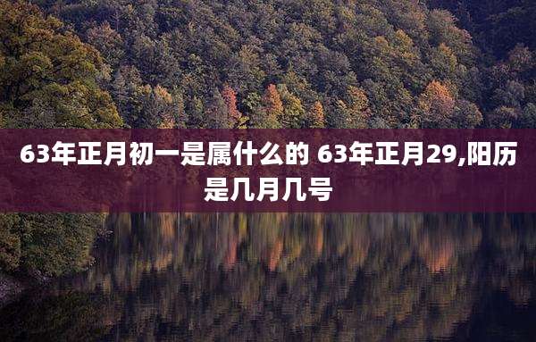 63年正月初一是属什么的 63年正月29,阳历是几月几号