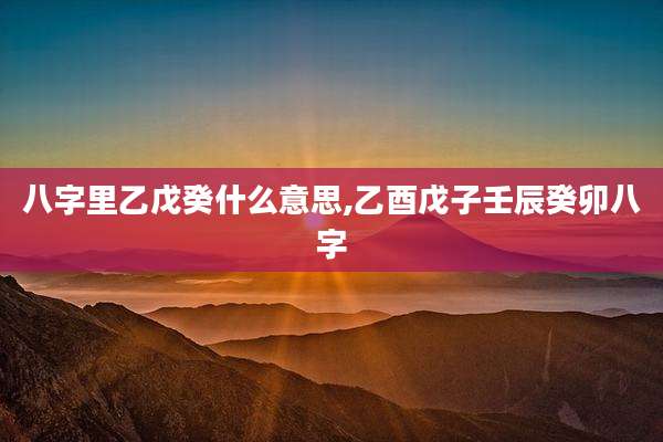 八字里乙戊癸什么意思,乙酉戊子壬辰癸卯八字