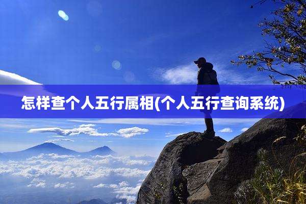 怎样查个人五行属相(个人五行查询系统)