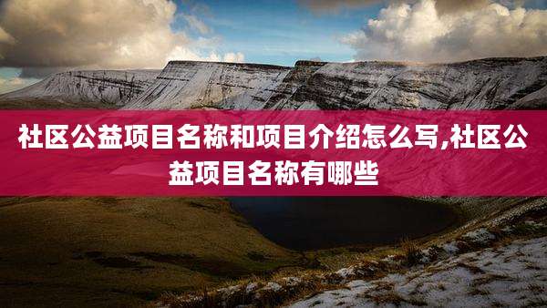 社区公益项目名称和项目介绍怎么写,社区公益项目名称有哪些