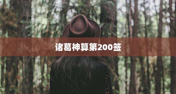 诸葛神算第200签