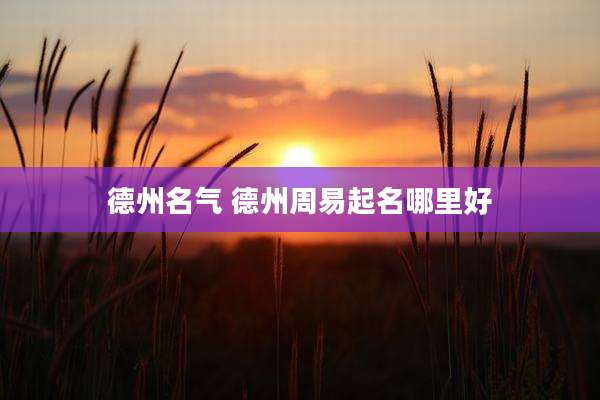 德州名气 德州周易起名哪里好