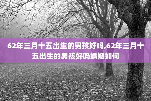 62年三月十五出生的男孩好吗,62年三月十五出生的男孩好吗婚姻如何
