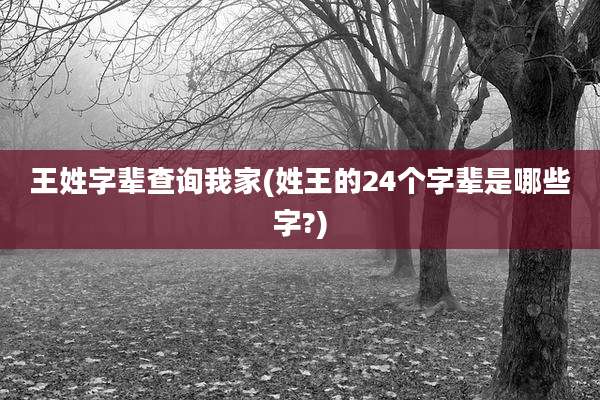 王姓字辈查询我家(姓王的24个字辈是哪些字?)