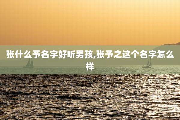 张什么予名字好听男孩,张予之这个名字怎么样