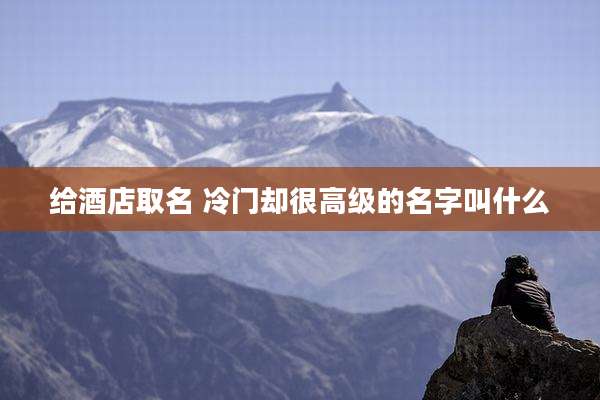 给酒店取名 冷门却很高级的名字叫什么