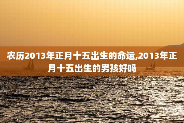 农历2013年正月十五出生的命运,2013年正月十五出生的男孩好吗