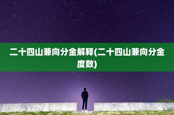 二十四山兼向分金解释(二十四山兼向分金度数)