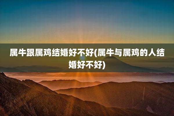 属牛跟属鸡结婚好不好(属牛与属鸡的人结婚好不好)
