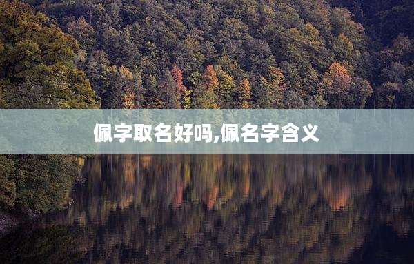 佩字取名好吗,佩名字含义